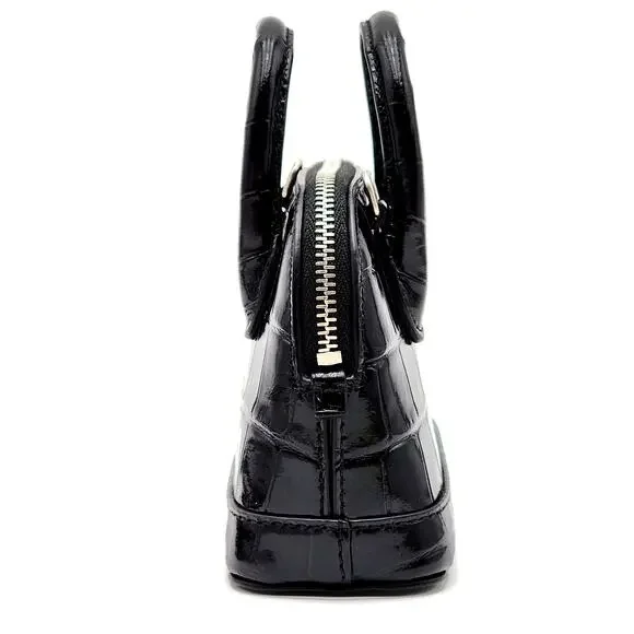 BALENCIAGA Black Calfskin Logo Crocodile Embossed Mini Ville Top Handle Bag XXS - Picture 13 of 16